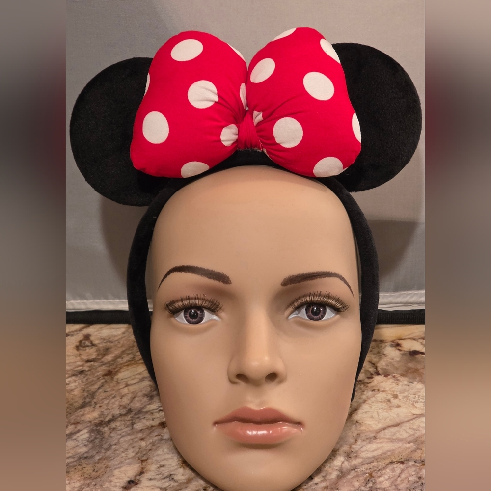 Minnie Mouse Red Polka Dot Bow Headband with Black Ears